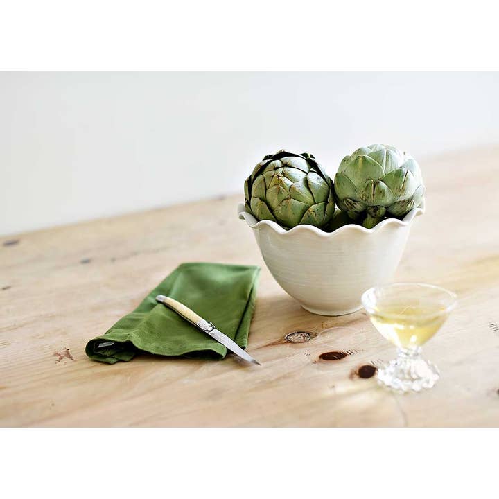 Coton Colors - Wholesale Bowl - Signature White 9in Ruffle Bowl3