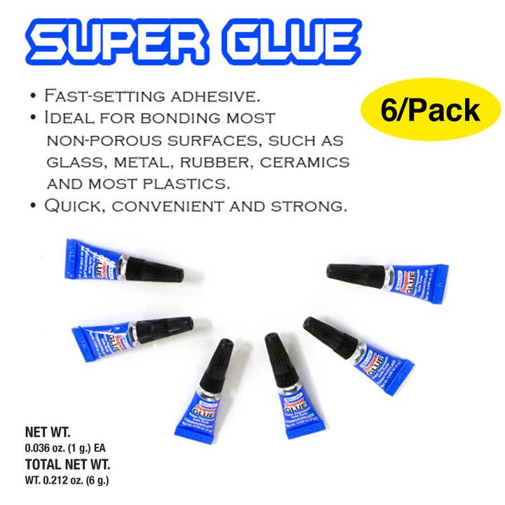 BAZIC Products - Wholesale Glue - Super Glue 0.036 oz Single Use (1g)(6/Pack)1