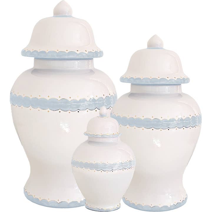 Scallop Ginger Jars in Hydrangea Light Blue for wholesale by Erin Donahue Tice