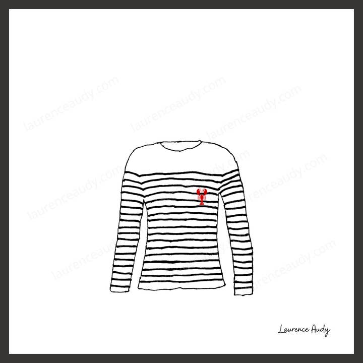 Toon minimalistisch ontwerp Kledingstuk 01+rode kreeft voor wholesale door LAURENCE AUDY CROQUIS