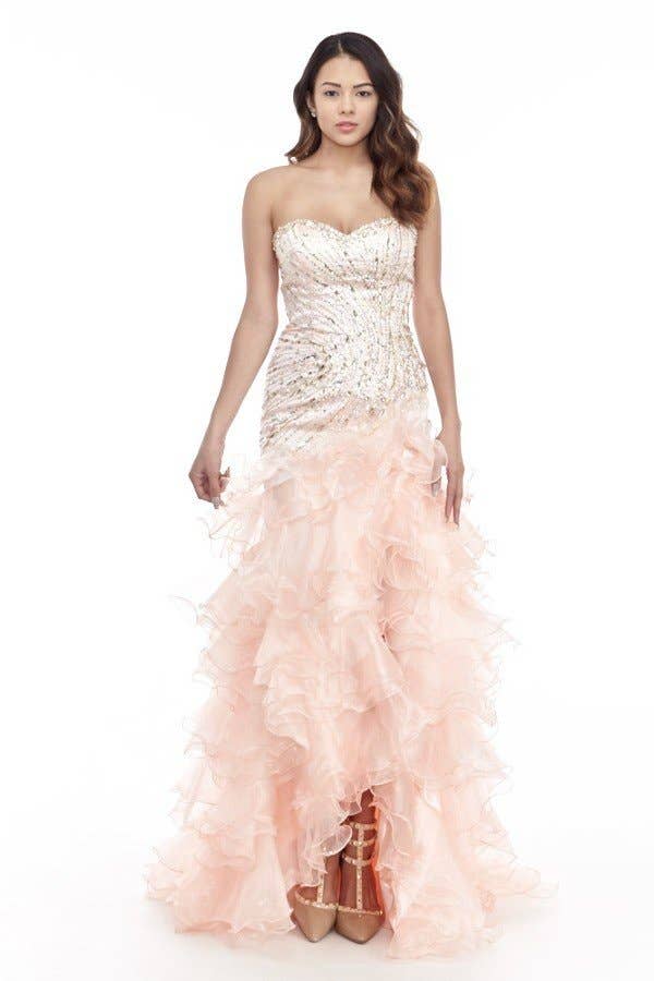 Chicas - Vente Robe de soirée – femme - Robe de bal longue en organza à décolleté cœur avec jupe asymétrique C851511