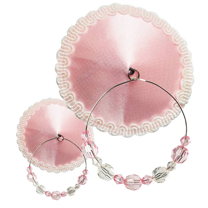 Nipple Covers Satin Round - Pink - Hoops Pink Beads for wholesale by Bijoux De Nip