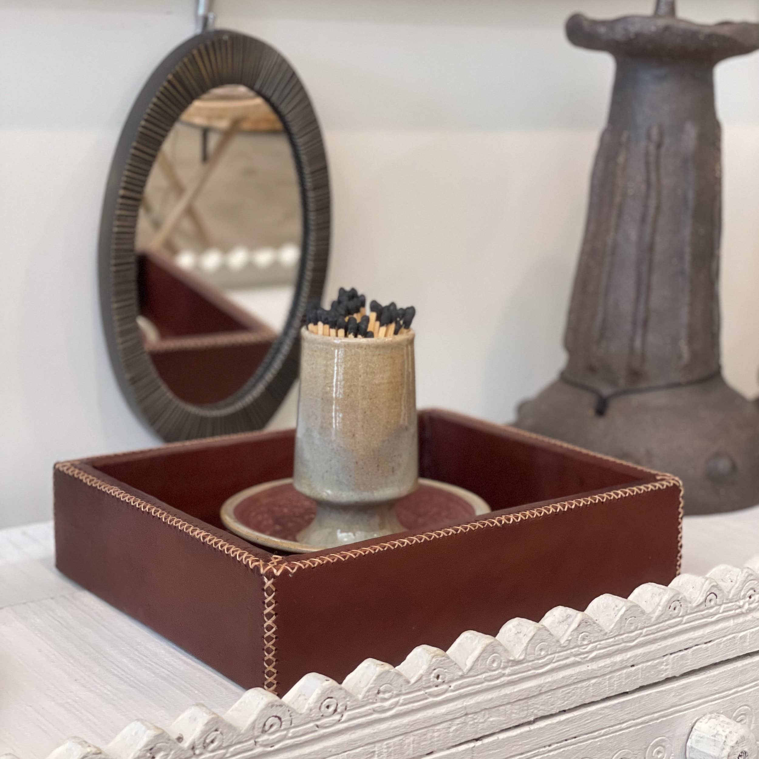 Bati Goods - Wholesale Decorative Tray - Monedas | Cedar & Leather Valet Tray2