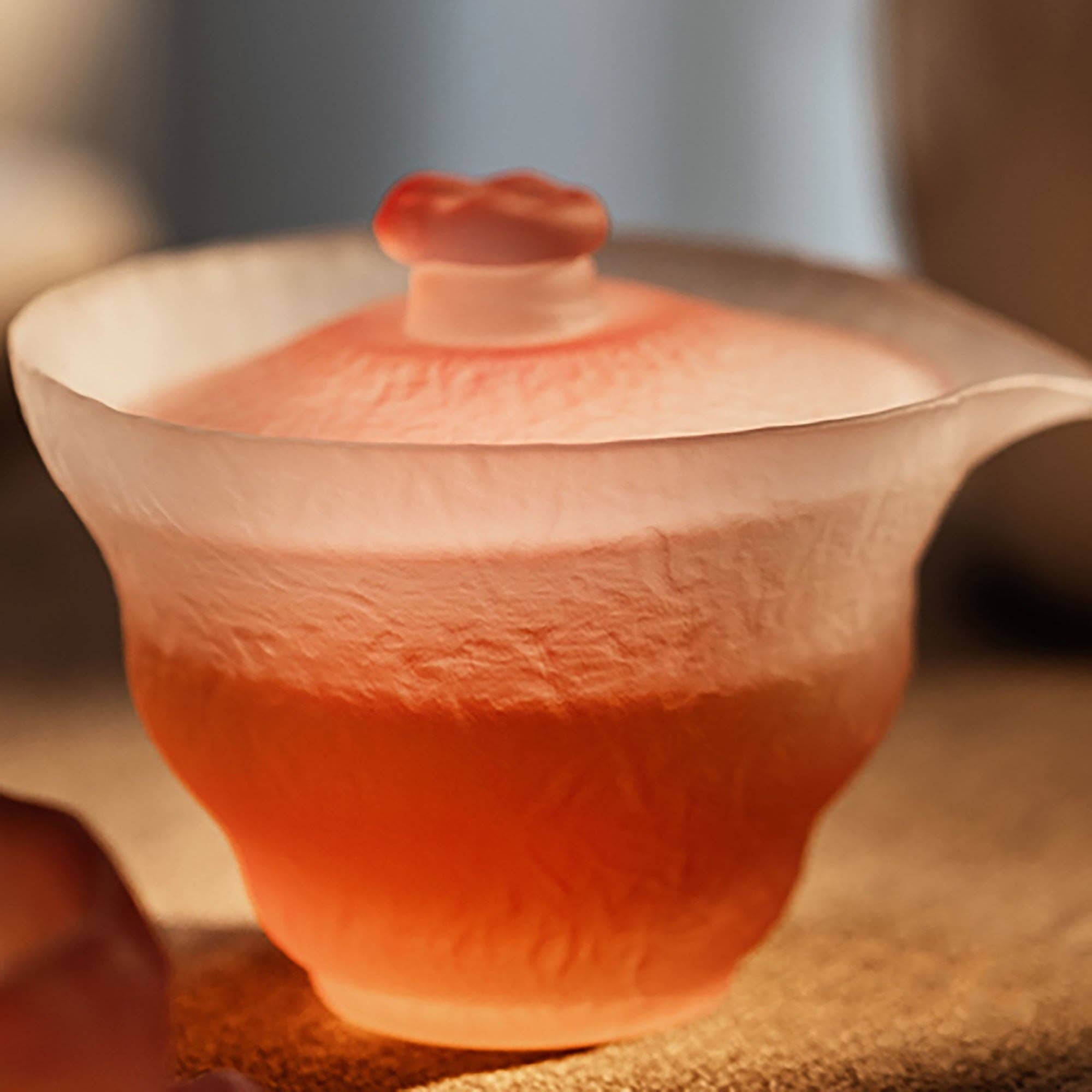 MinoCraft - Vente Théière - Service à thé Gai wan en verre dépoli rose7