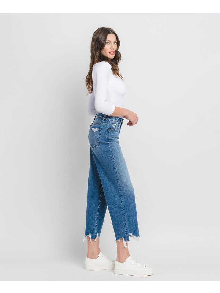 DELIGHTFUL HIGH RISE CROP WIDE LEG JEANS F5733 for wholesale on Faire