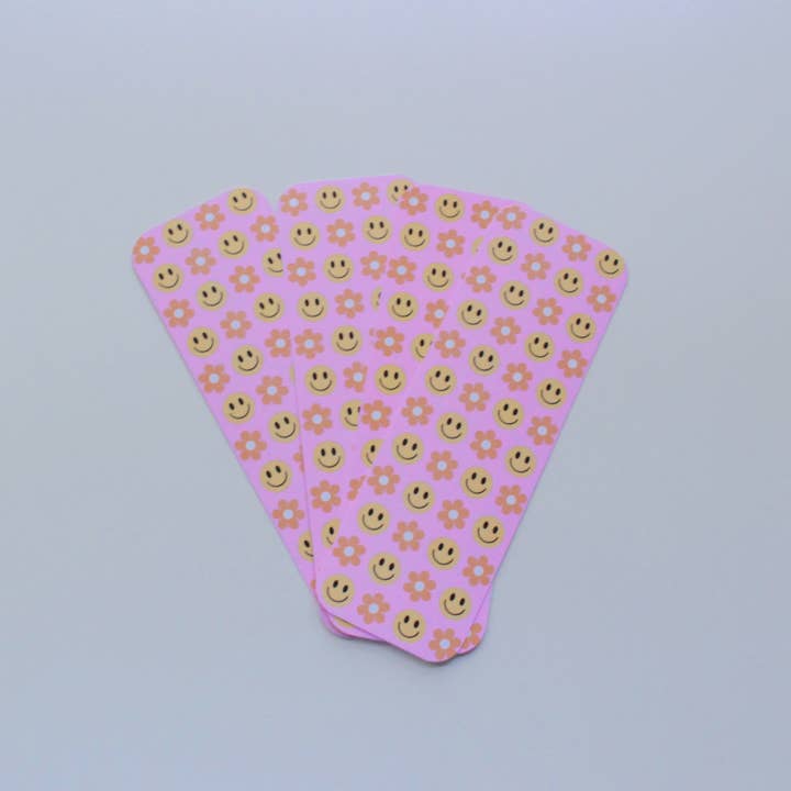 Cosmic Paper Studio - Wholesale Bookmark - Smiley Face and Florals Bookmark