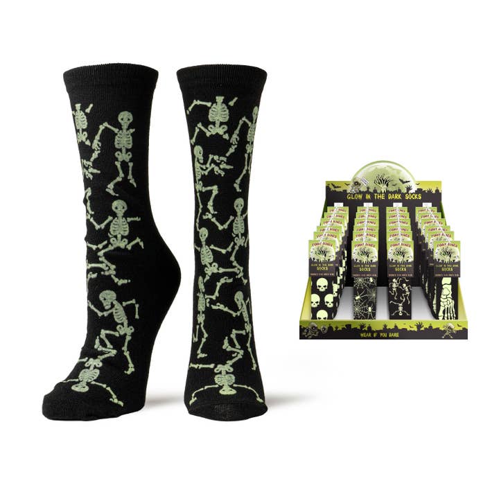 DM Merchandising - Wholesale Socks - Unisex - Funny Bones Glow In The Dark Socks