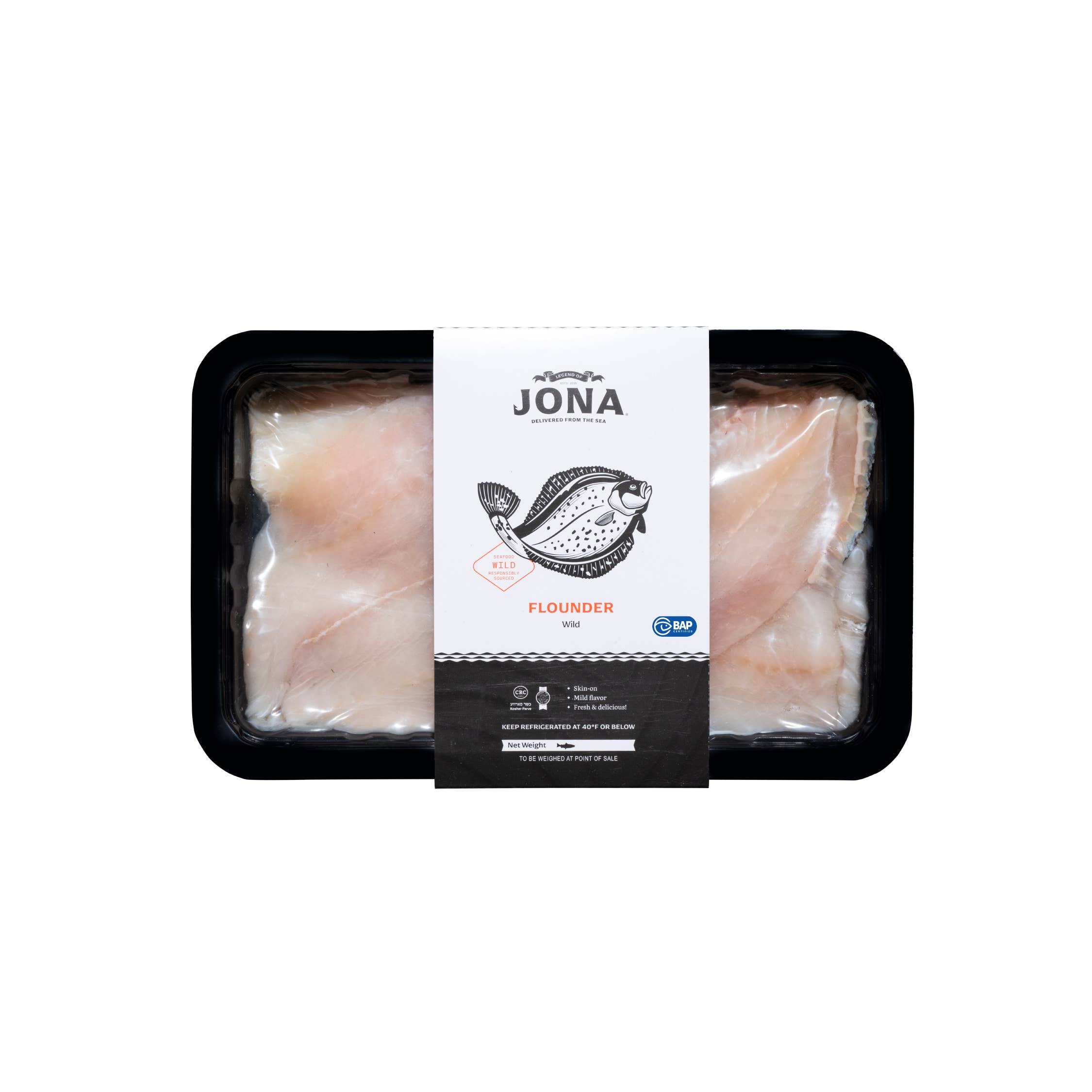 Legend of Jona - Wholesale Fish/Seafood - JONA Flounder Fillets 2 ct - 8oz - Tray Packed