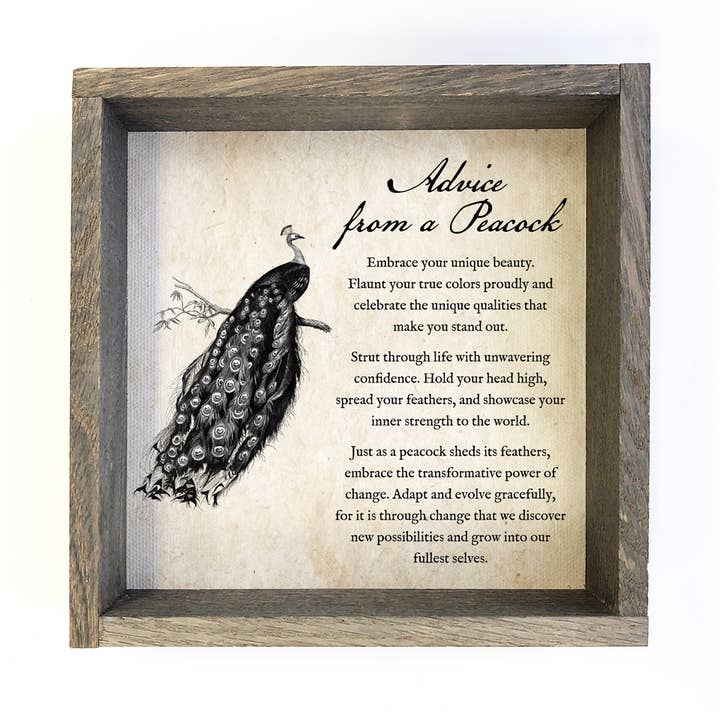 Hangout Home - Wholesale Sign - Advice From a Peacock - Peacock Wall Art0