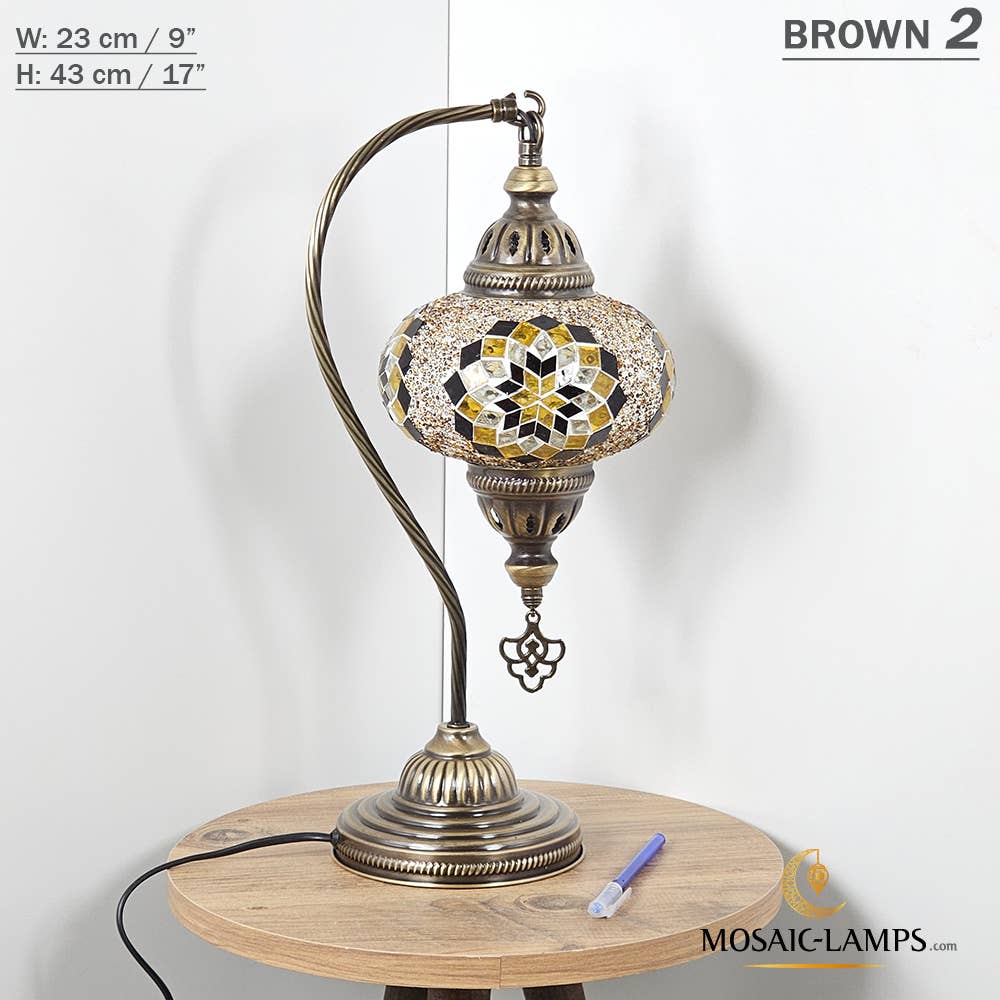 Mosaic Lamps - Wholesale Accent/Desk Lamp - 10+Colors - Gooseneck Large Globe Mosaic Table Lamp, Turkish15