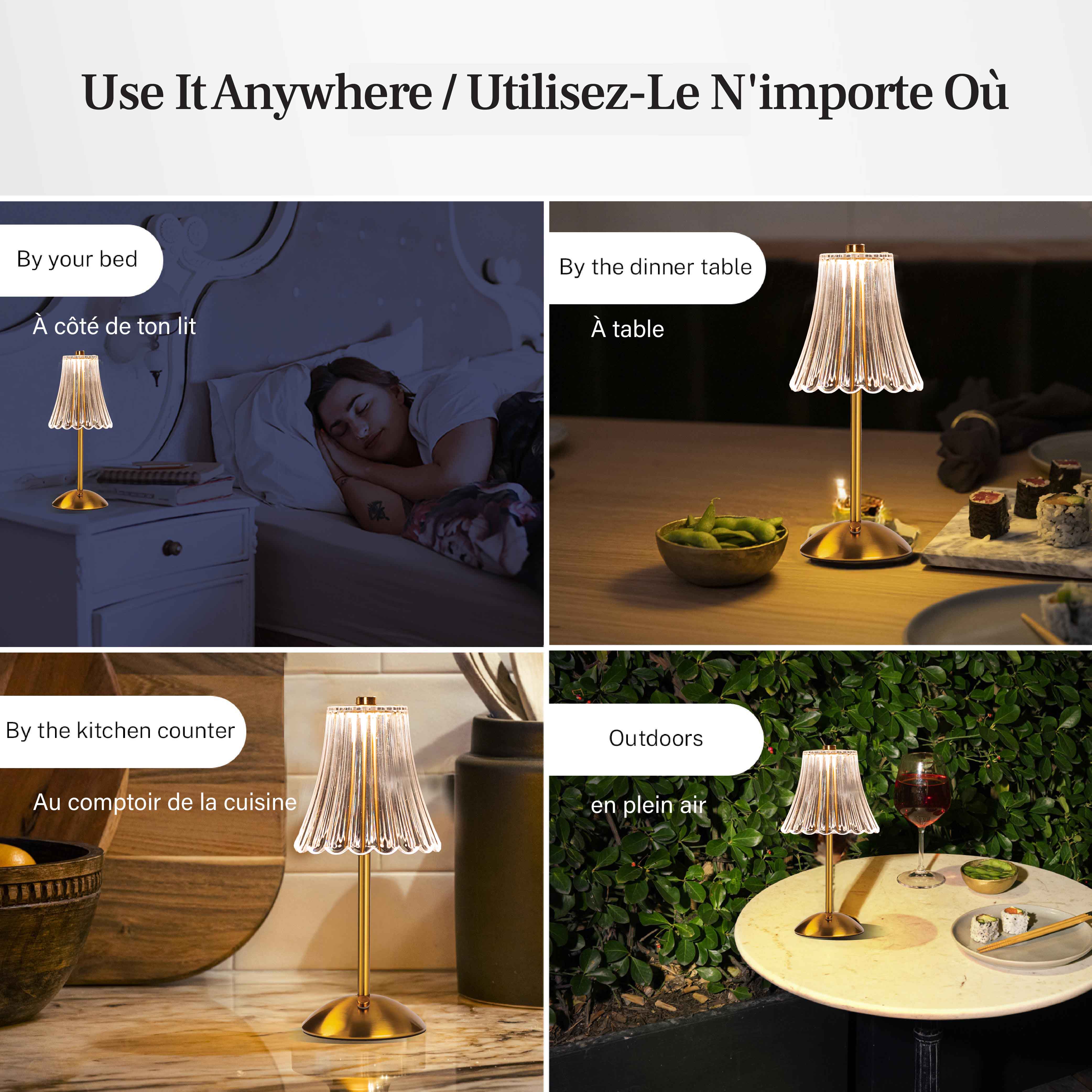 Gotham Steel/Granitestone - Wholesale Accent/Desk Lamp - Alma Table Lamp Small Cordless Touch LED Rechargeable 7