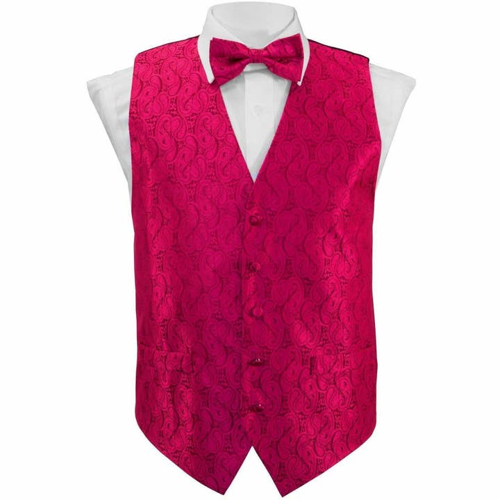 Dubal Brothers – wholesale Kostymväst - Herr – Vittorio Farina Paisley Västset (svart rygg) Var. 01 (svart-plommon) av Classy Manschettknappar3