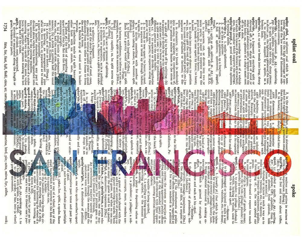 Fresh Prints of CT Jacksonville Love Your City Watercolor Skyline Dictionary Art Print Printed On Authentic Vintage Dictionary Book Page