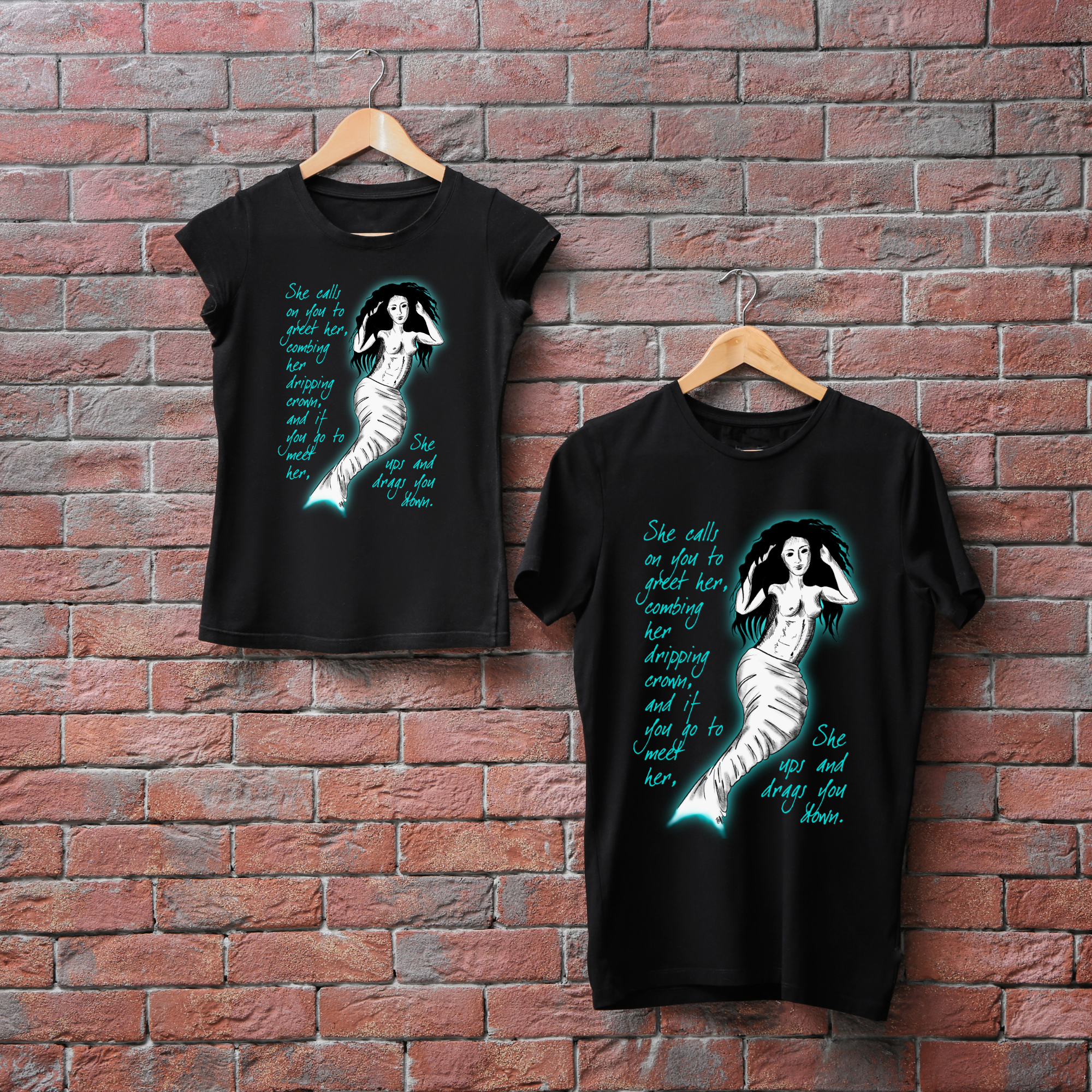 Hannah Kate Makes - Wholesale T-Shirt (Graphic) - Unisex - Mermaid T-shirt - Black - 100% Cotton - Regular/Fitted1