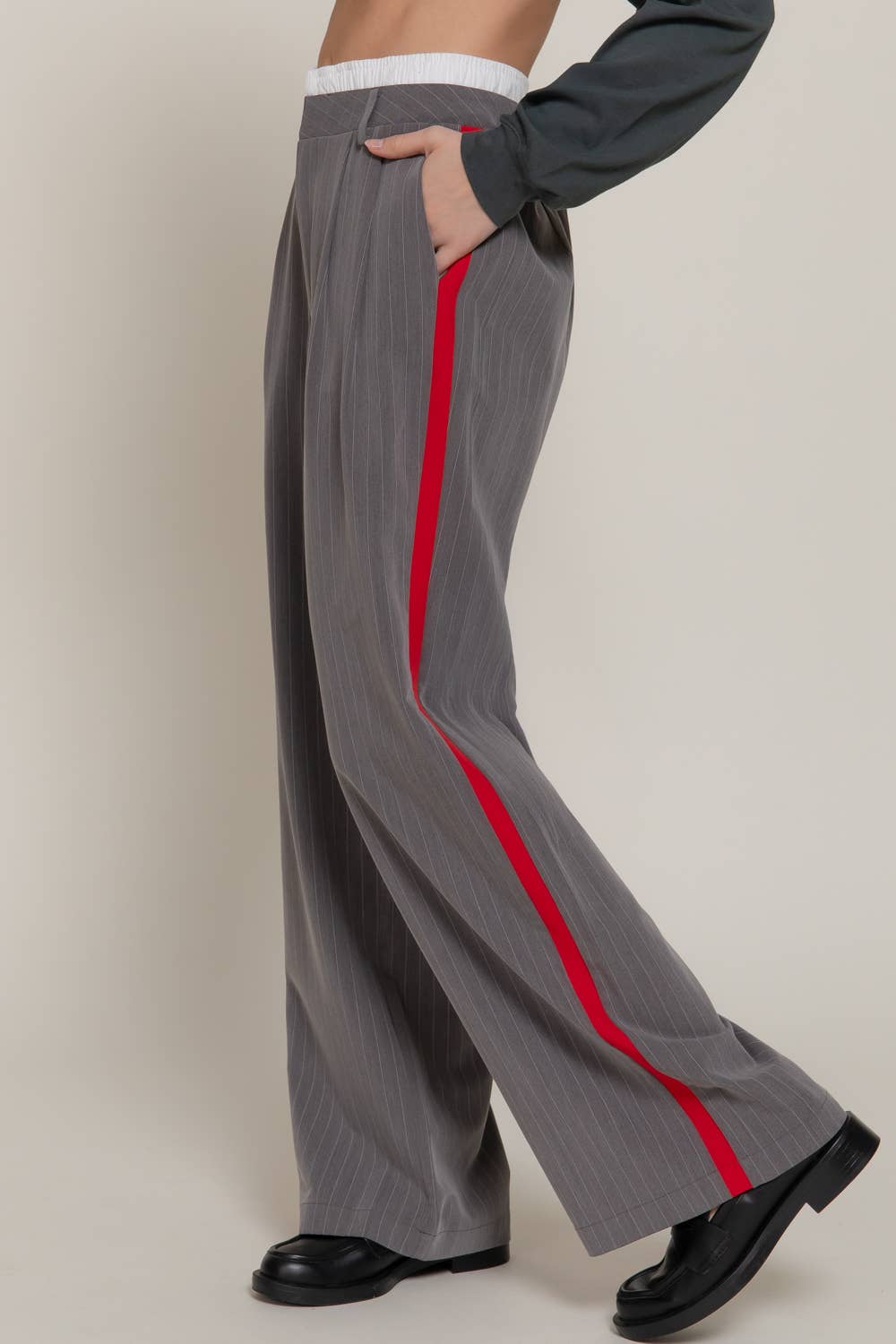 Active Basic | Active USA - Wholesale Pants - Women's - Side Stripe Detail Y/D Stripe Long Pants4