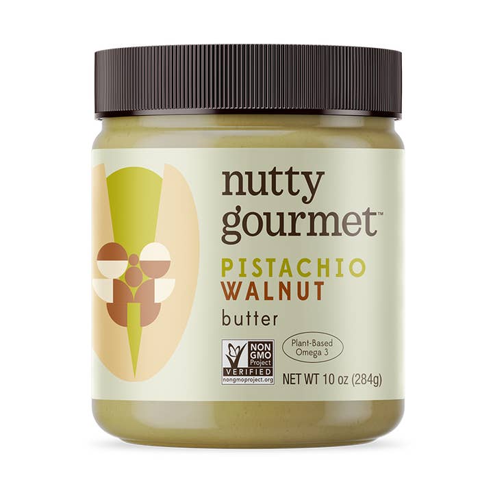 Pistazien-Walnussbutter - 10-Unzen-Glas für den Großhandel von Nutty Gourmet