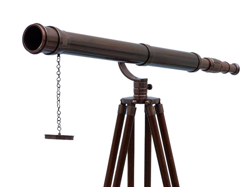 Hampton Nautical - Venta al por mayor Artículo decorativo de mesa - Telescopio Galileo de cobre antiguo de pie de suelo 65"0