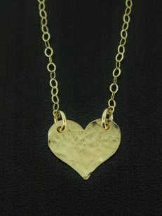 Gold Tiny Hammered Heart Necklace for wholesale by Sosie Designs