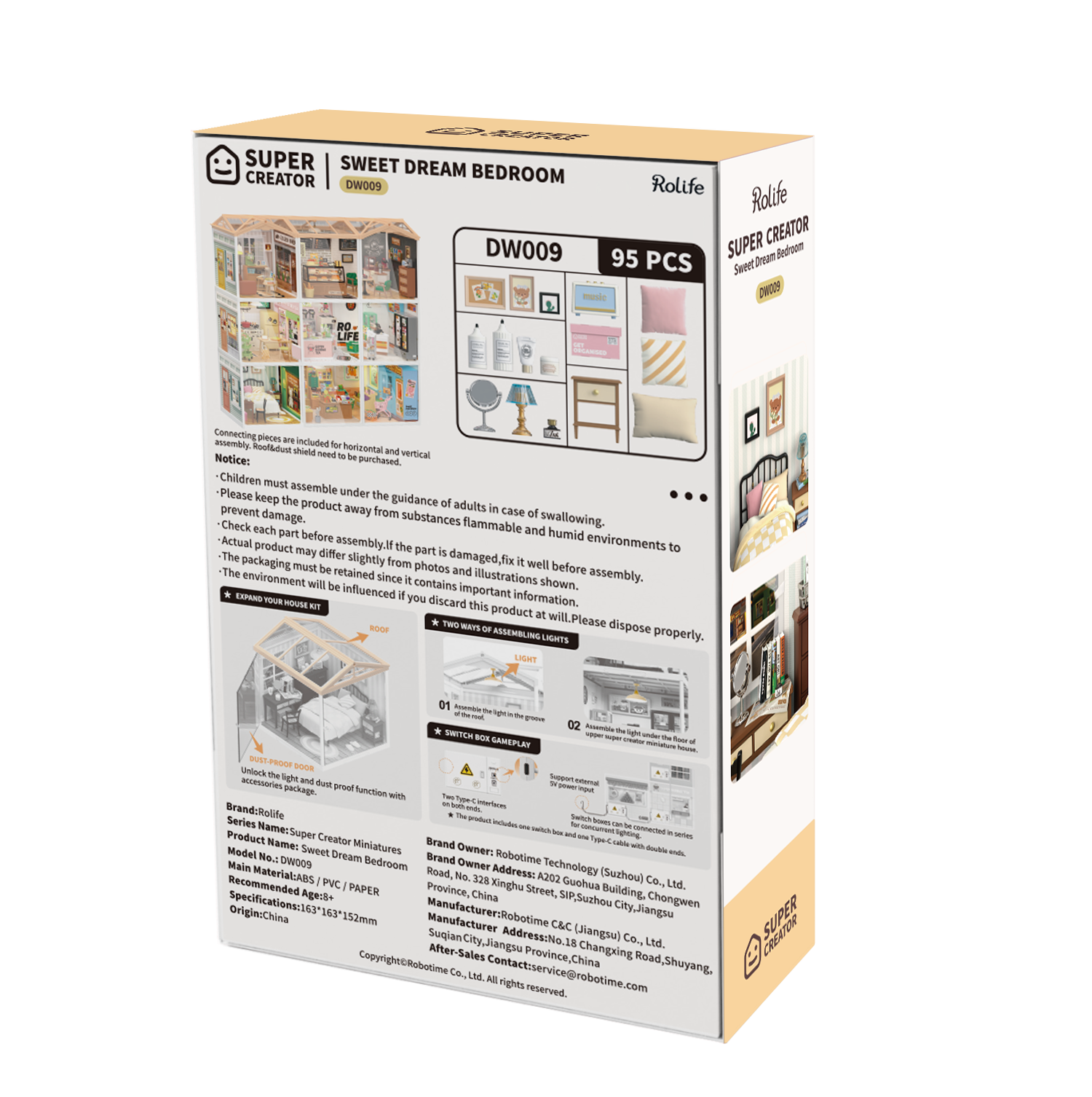 Robotime - Vente Kit de bricolage - DW009 Sweet Dream, chambre à coucher Rolife DIY, maison miniature en ABS12