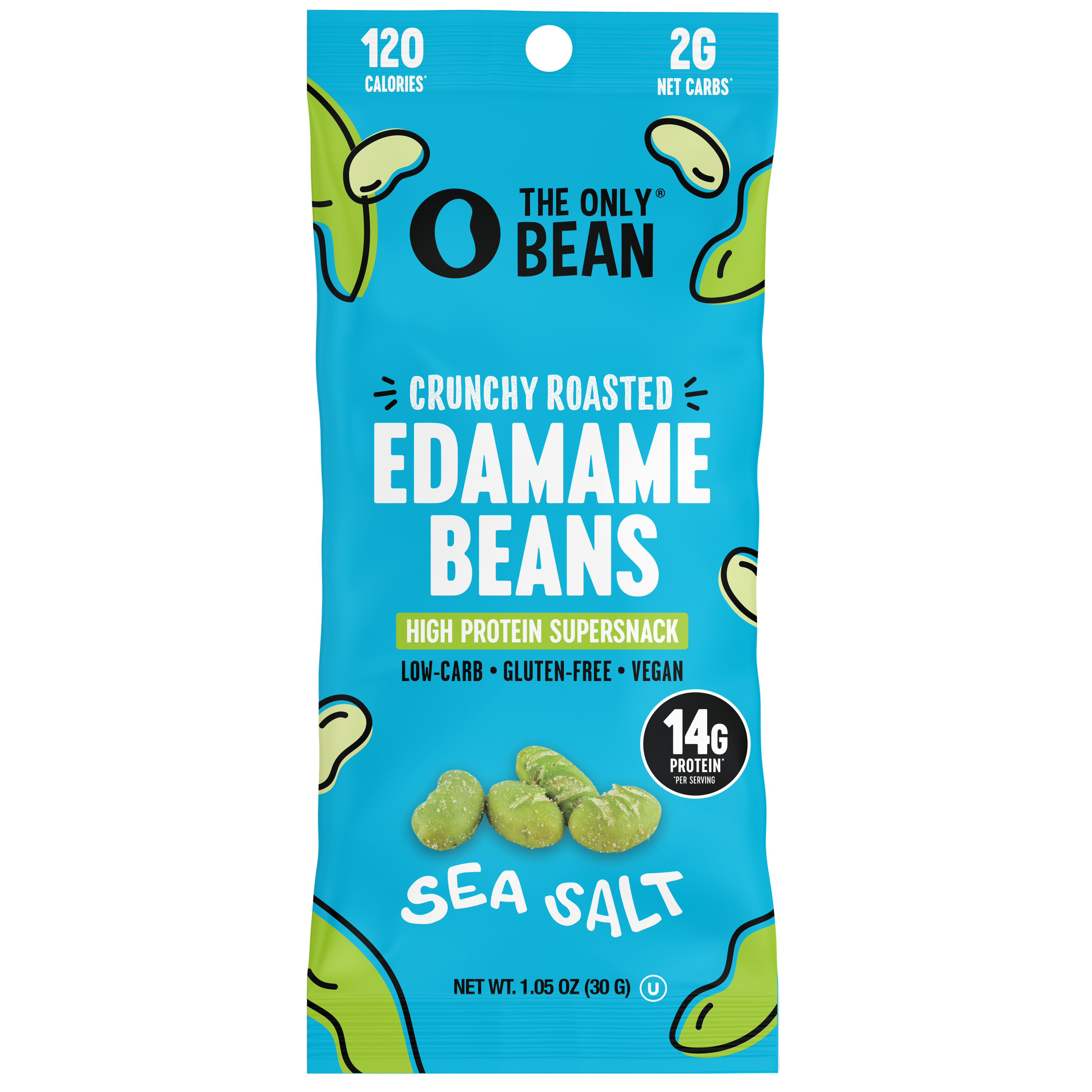 The Only Bean – Engroshandel Nødder – Sprøde ristede edamame med havsalt - 1,05 oz (16 pakker)1