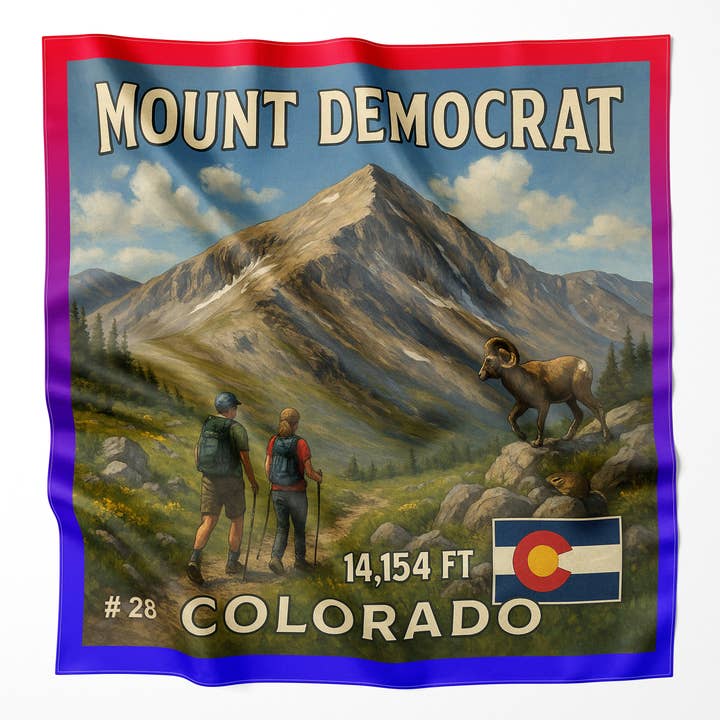 Mount Democrat Colorado 14er Microfiber Cloth Bandana for wholesale by Map the Xperience