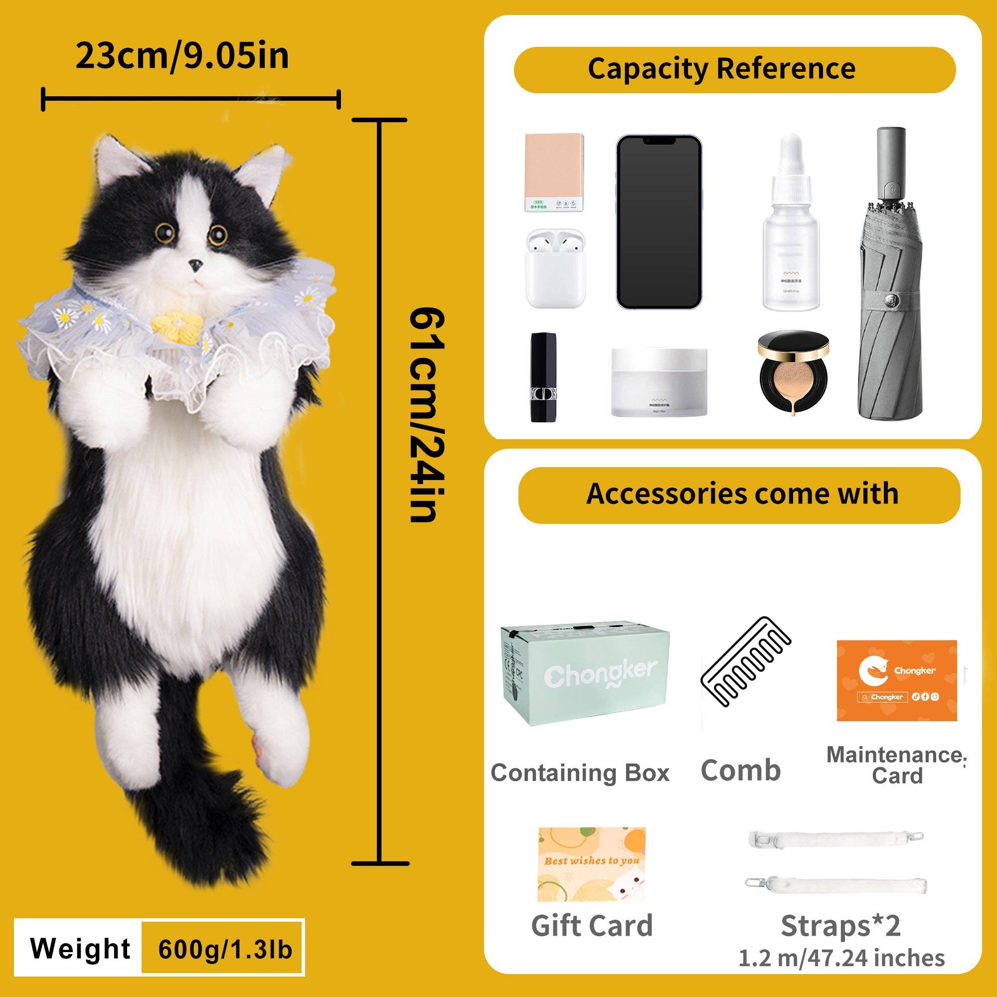 Chongker - Vente Sac à dos – femme - Sac à dos chat smoking – Sac mignon pour fans de chats, compagnon quotidien3