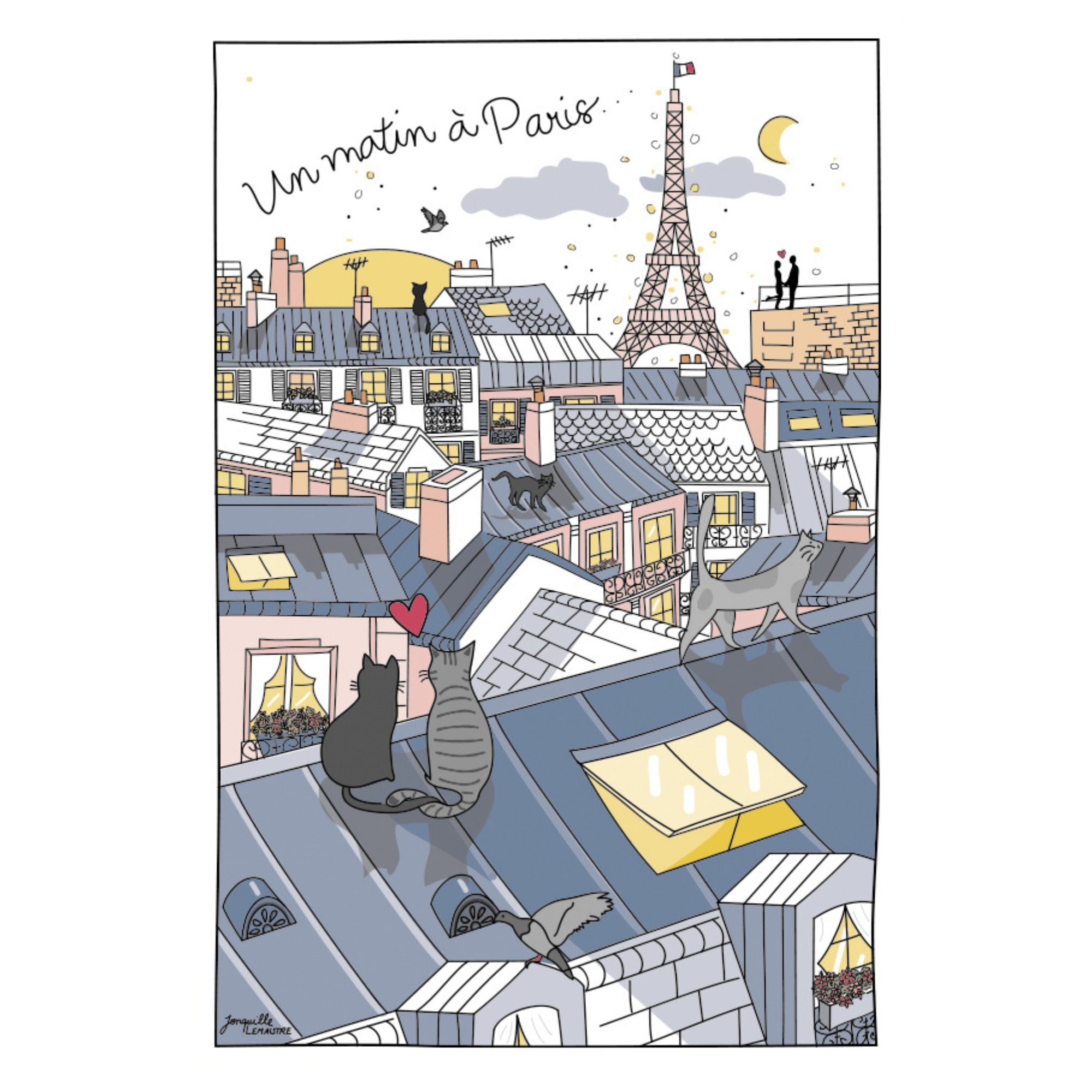 Clémentine Boutique - Wholesale Tea Towel - Morning in Paris Tea Towel3