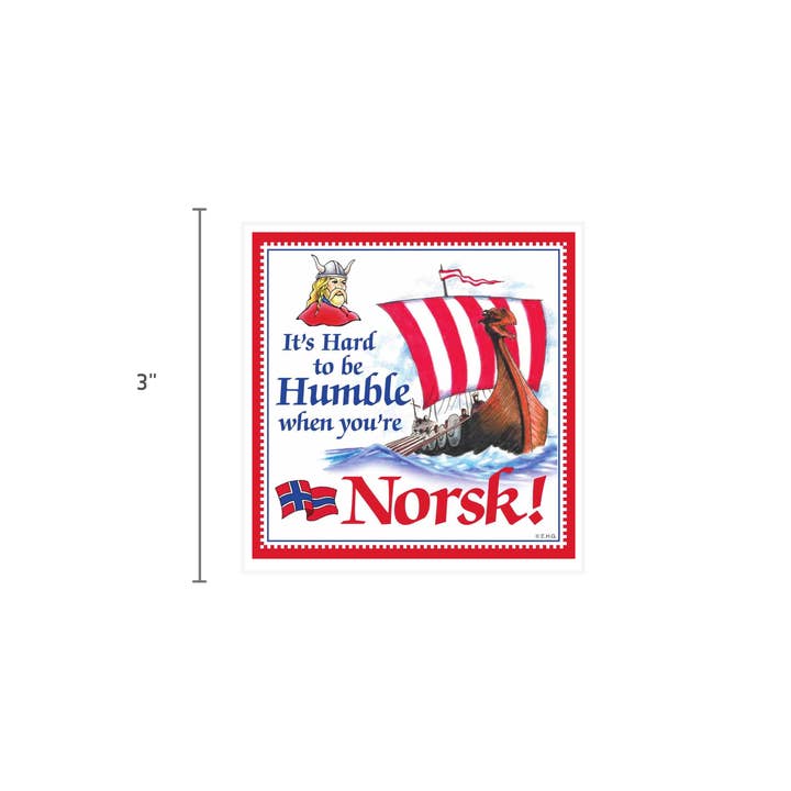 European Heritage Gifts - Wholesale Magnet - Norwegian Gift Magnet Tile Humble Norsk1