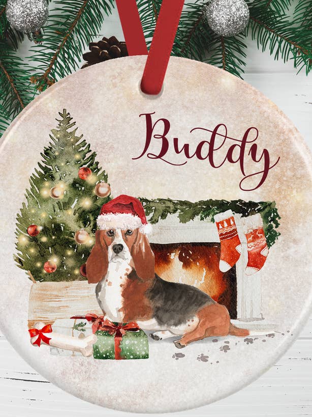 Basset Hound Christmas Decoration for wholesale by WagATudeTags