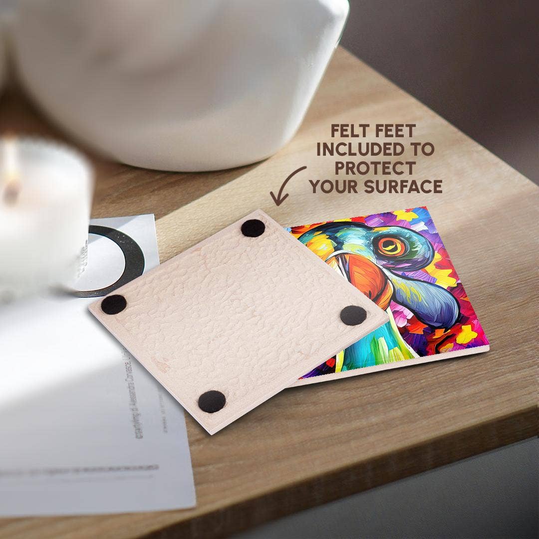 3dRose - Wholesale Coasters - 3dRose, Colorful dodo bird portrait. Funny digital oil painting gift, card, Coaster3