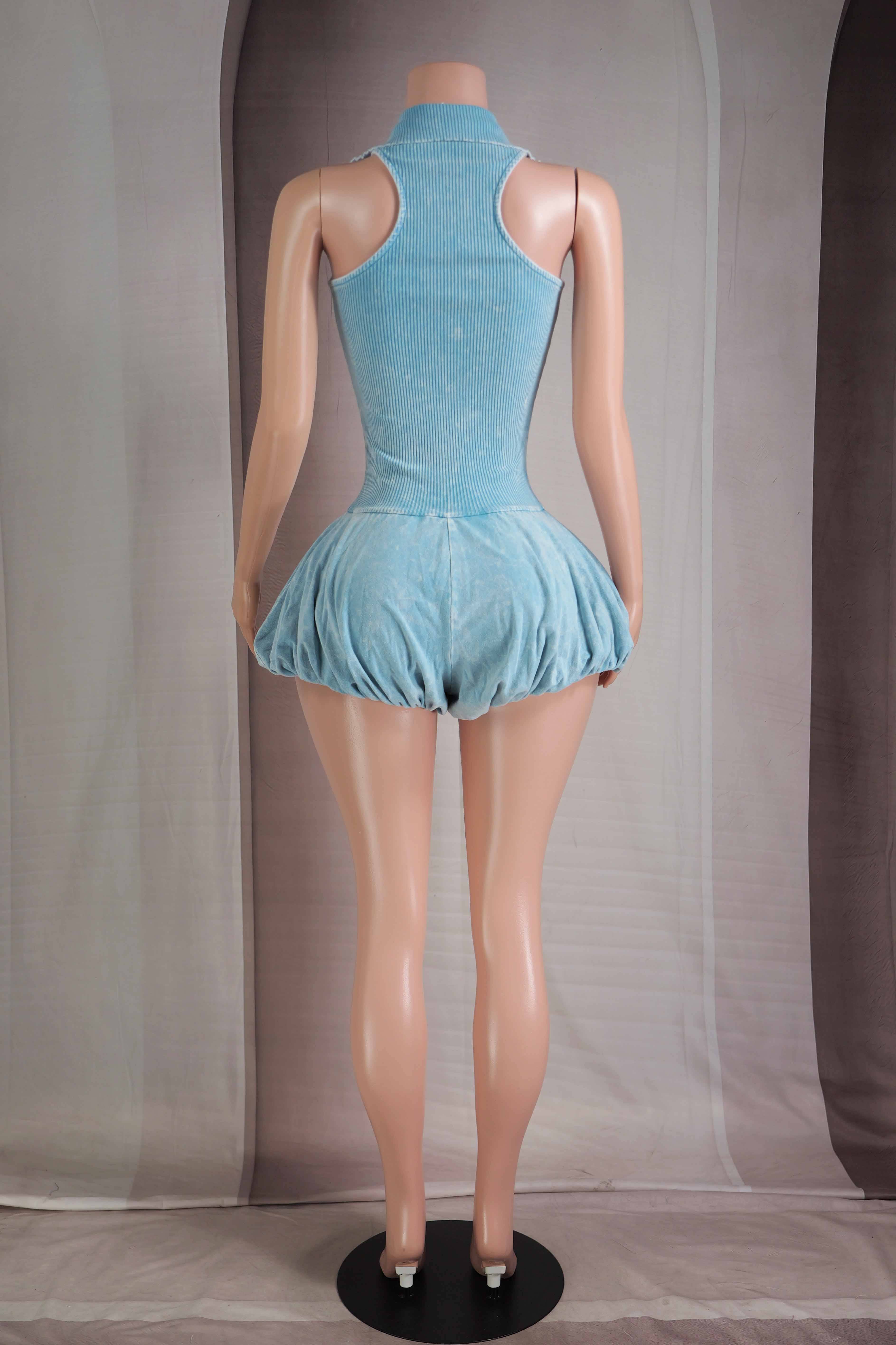 Dalia Studio - Wholesale Romper - Women's - MINERAL WASH SLEEVELESS ZIP UP BUBBLE ROMPER10