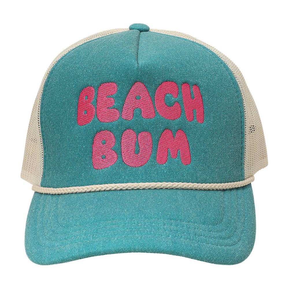Sensibling Corp. - Wholesale Trucker Hat - Women's - BEACH BUM Message Embroidered Mesh Back Trucker Hat4