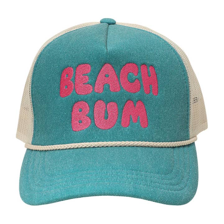 Sensibling Corp. - Wholesale Trucker Hat - Women's - BEACH BUM Message Embroidered Mesh Back Trucker Hat4