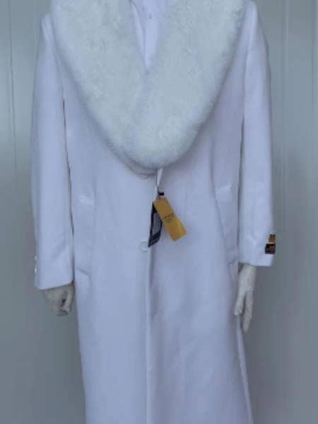 Mens Cashmere Blend White Coat Long length - Cashmere Long Overcoat for wholesale by Alberto Nardoni