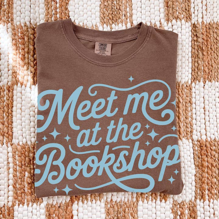 Meet Me at the Bookshop Heavyweight T-shirt for wholesale by Keen Bee Studio
