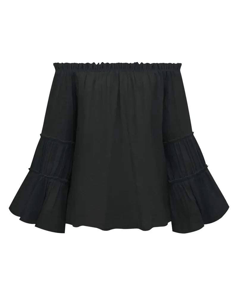 Fashion Combination - Wholesale Blouse - Women's - frill hem off shoulder bell sleeve top15
