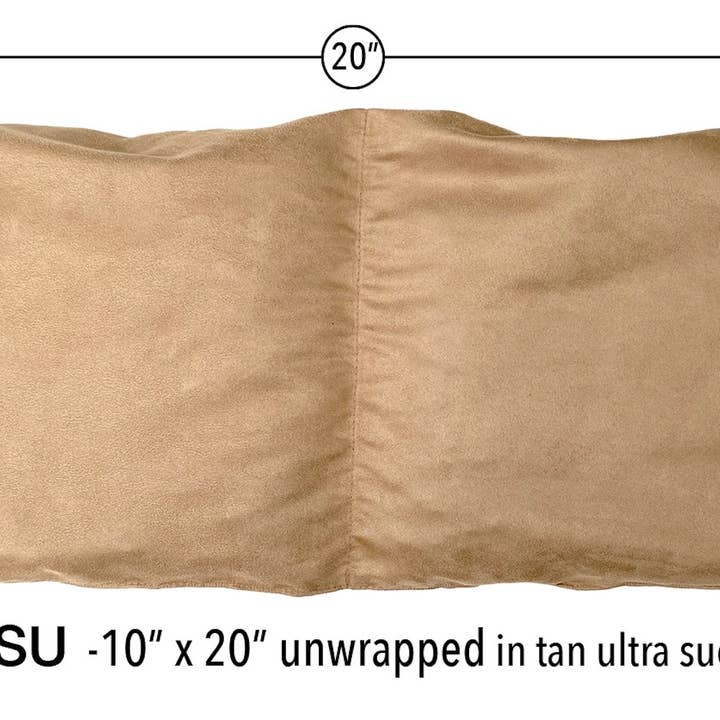 Spa Double-Square Massage Tool in Tan Ultra Suede for wholesale by Hot Cherry Pillows