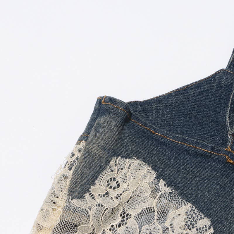 Multi Colored SET8-1 Sexy Lace Suspender Top & Denim Shorts Set for wholesale on Faire10