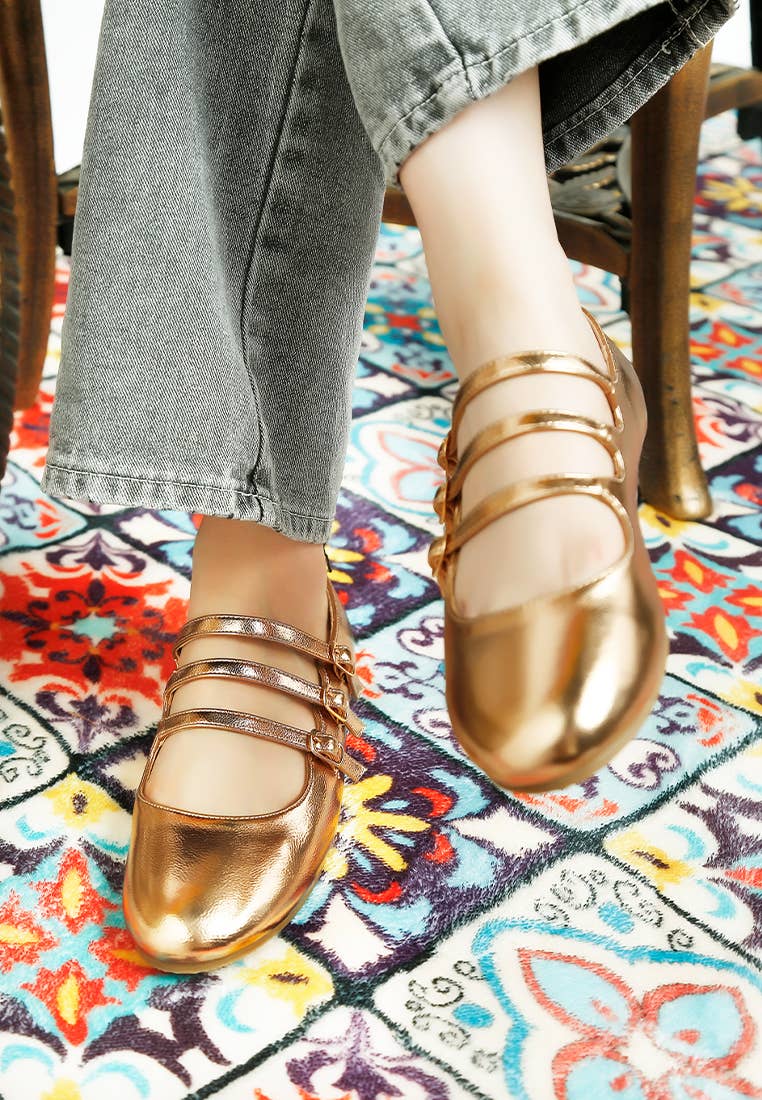 Rag Company - Wholesale Flats - Women's - Macarina Triple Strap Mary Jane Ballerinas1