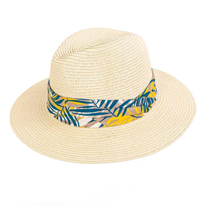 Sunny Straw Cotton Band Resort Hat for wholesale by Peter Grimm