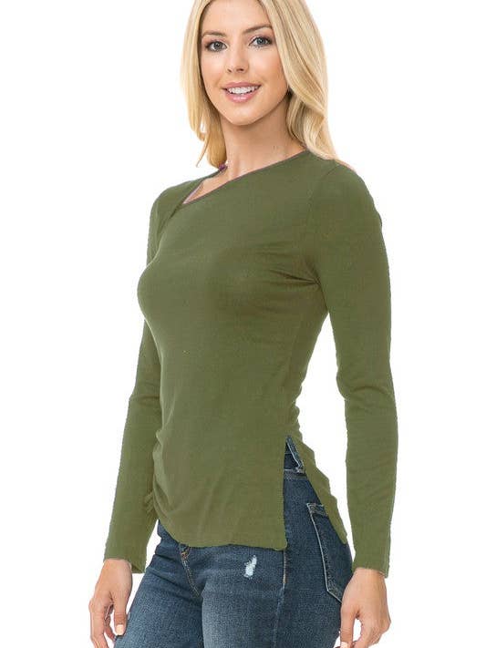 Top de punto de manga larga para mujer para venta al por mayor de ClassiQ