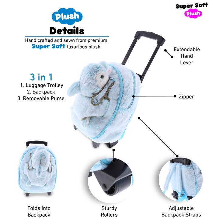 Cota Global - Wholesale Stuffed/Plush Toy - Kids & Baby - Super Soft Plush Trolley & Purse - Dolphin1