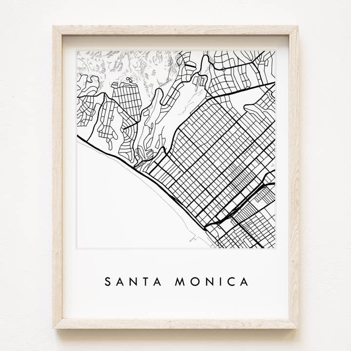 Kaart van Santa Monica California City Lines ART PRINT voor wholesale door Turn-of-the-Centuries