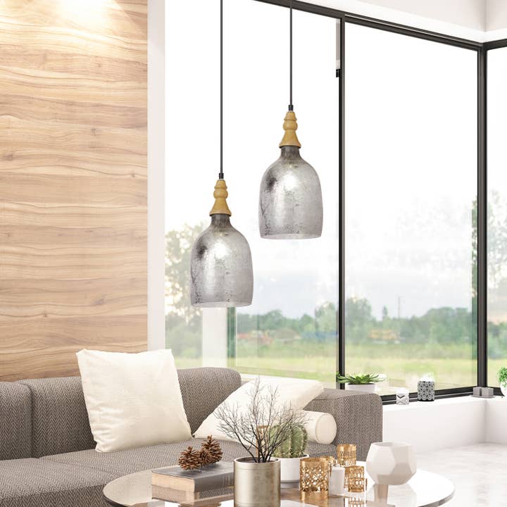 Lampe à suspension en forme de cloche en verre texturé Regan, 7 po H pour la vente par River of Goods