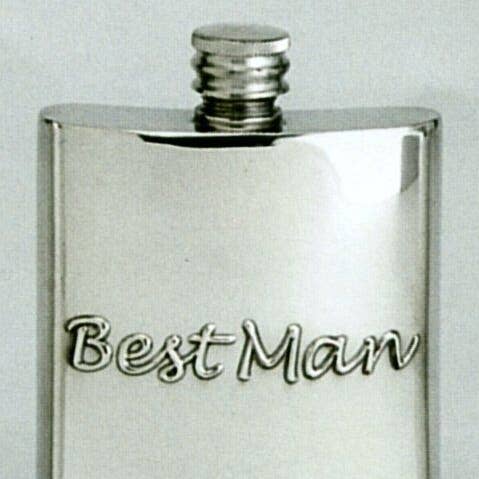 Flasque en étain anglais de qualité Best Man pour la vente par Pinnacle Peak Trading