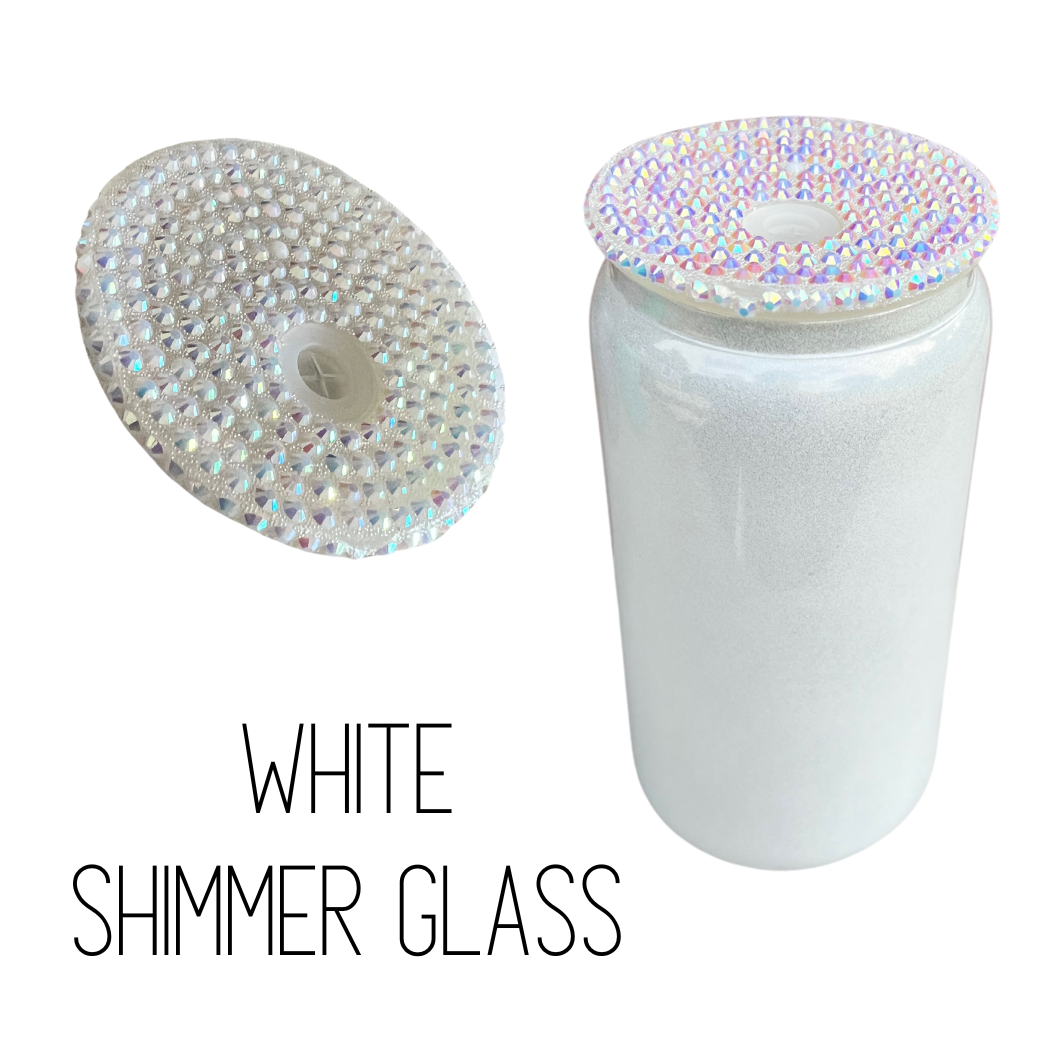 Sublimation Kings of Florida - Wholesale Drinking Glass/Cup - 16 oz Shimmer Holographic Sublimation Glass with Bling Lid2