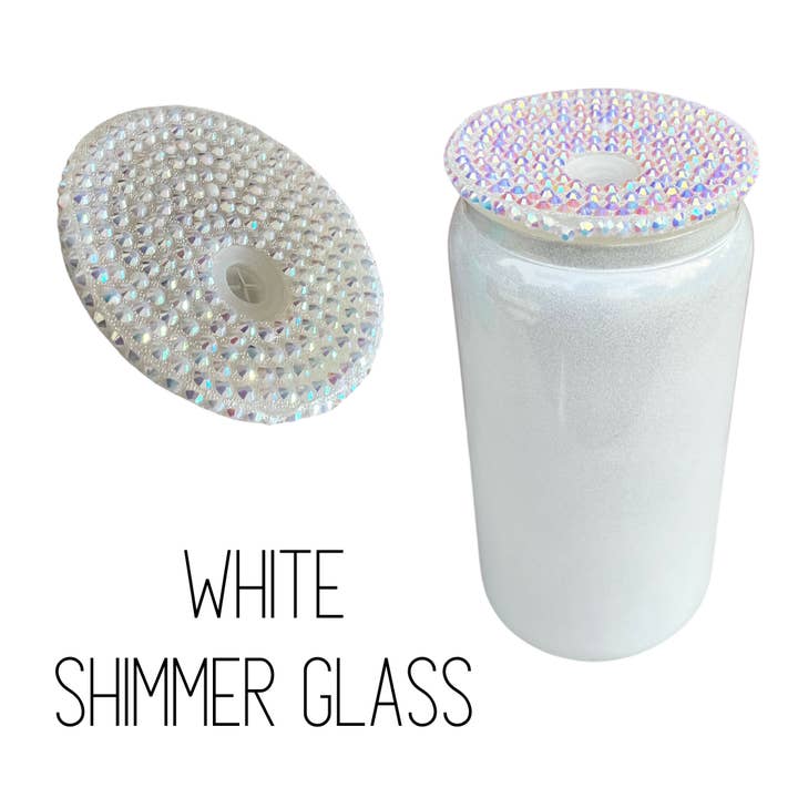 Sublimation Kings of Florida - Wholesale Drinking Glass/Cup - 16 oz Shimmer Holographic Sublimation Glass with Bling Lid2