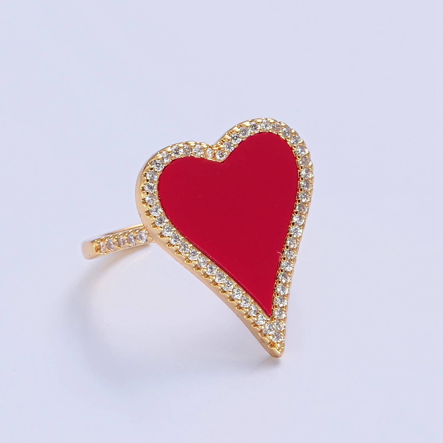 Aim Eternal – wholesale Cocktail/statement ring – Colorful Heart Framed Open Casual Ring O2198 O2199 O22000
