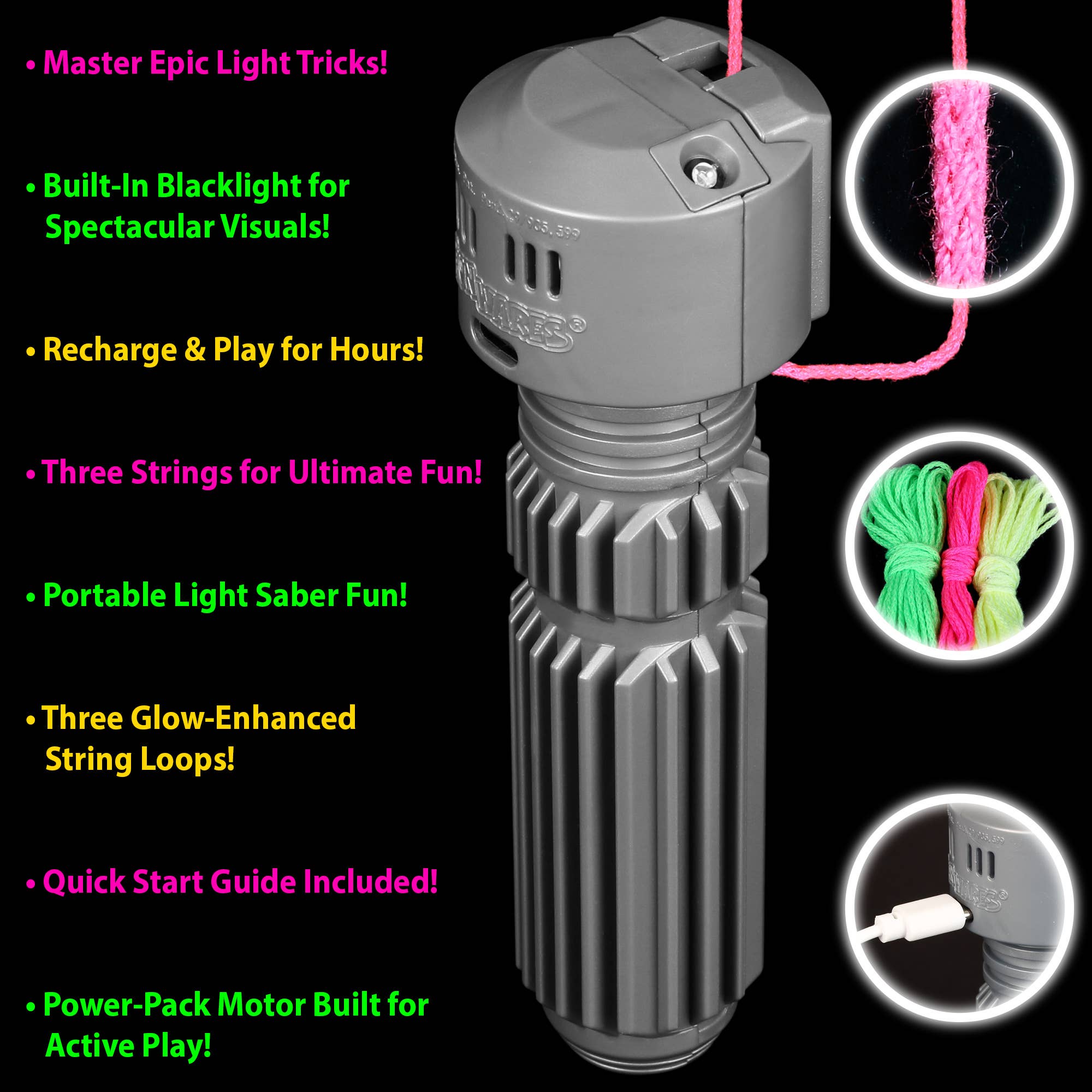 Funwares – Brinquedo clássico - Crianças por atacado – String Thing – Brinquedo Interativo com Luzes para Crianças e Adolescentes1