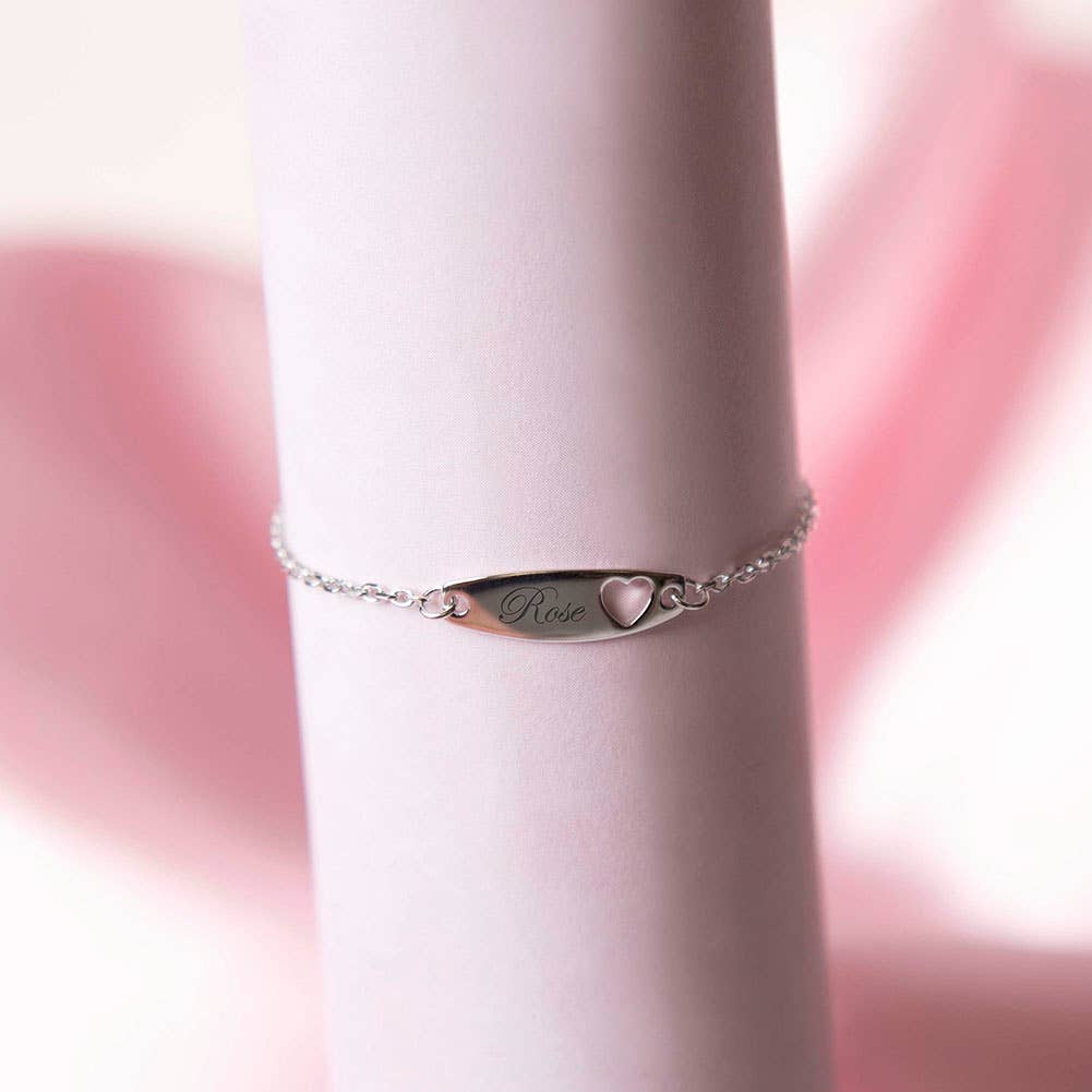 In Season Jewelry – Pulseira com pendente por atacado – Pulseira Heart Cutout Tag ID Girls 5" - Prata de 1ª Lei1